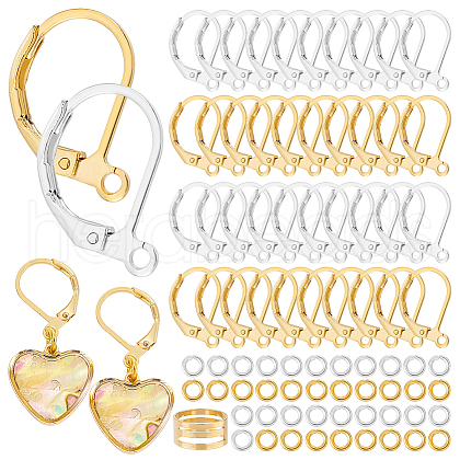   Brass Leverback Earring Findings with Jump Rings & Brass Rings DIY-PH0023-17-1