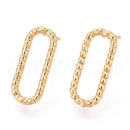 Brass Stud Earrings EJEW-T047-46G-1