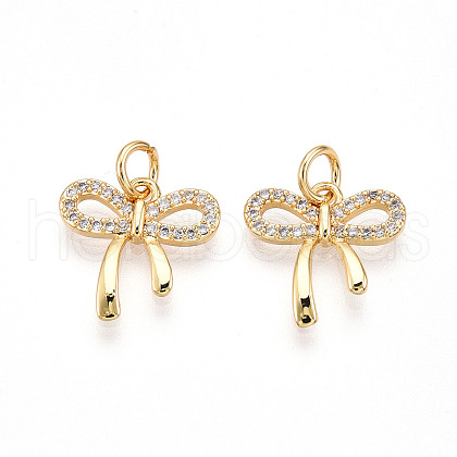 Brass Micro Pave Cubic Zirconia Charms KK-N257-43G-1