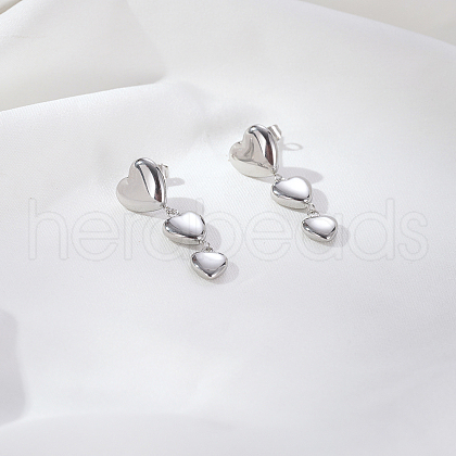 Simple Heart Stainless Steel Dangle Stud Earrings AR2302-1-1