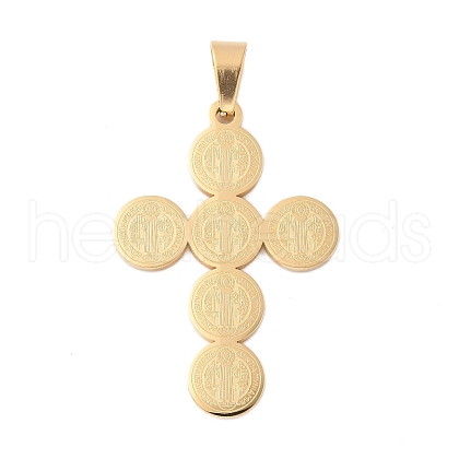 304 Stainless Steel Saint Benedict Medal Cross Pendants STAS-F012-12G-1