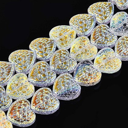 Electroplate Transparent Glass Beads Strands EGLA-N017-04A-1