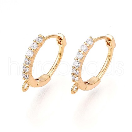 Brass Micro Pave Cubic Zirconia Hoop Earring Finding KK-N261-26G-1