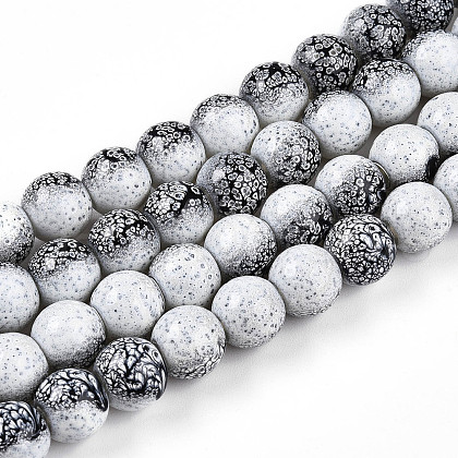 Transparent Baking Painted Glass Beads Strands DGLA-N009-10mm-09-1