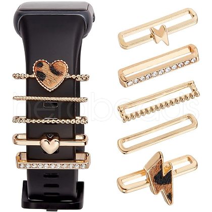  10Pcs Heart & Lightning Bolt Alloy Watch Band Charms Set FIND-NB0003-21-1