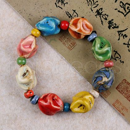 Handmade Porcelain Beaded Stretch Bracelets for Women FS-WG726AB-13-1