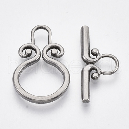 Non-Tarnish 304 Stainless Steel Toggle Clasps X-STAS-N087-07-1