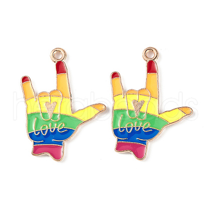 Rainbow Color Pride Alloy Enamel Pendants ENAM-K067-06-1