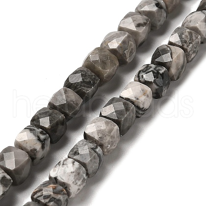 Natural Map Stone/Picasso Stone/Picasso Jasper Beads Strands G-H078-C07-01-1