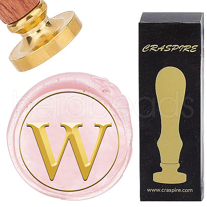 Brass Wax Seal Stamp with Wood Handle AJEW-WH0412-0318-1