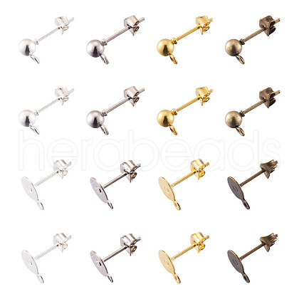 Brass Stud Earring Findings KK-TA0007-78-1
