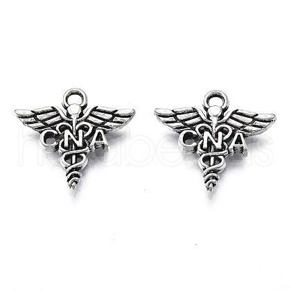 Tibetan Style Alloy CNA Caduceus Medical Symbol Charms TIBEP-N008-134-1