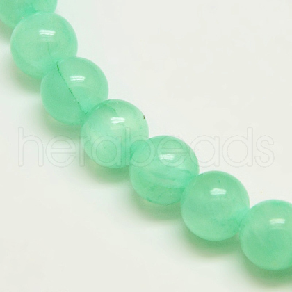 Dyed Natural Green Jade Beads Strands X-JBS053-6MM-27-1