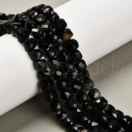 Natural Black Tourmaline Beads Strands G-NH0043-B02-01-1