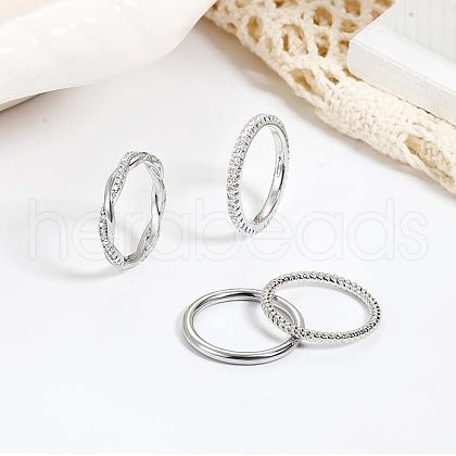 4Pcs Twist Zinc Alloy Crystal Rhinestone Finger Rings Sets FS-WGAC0FD-05-1