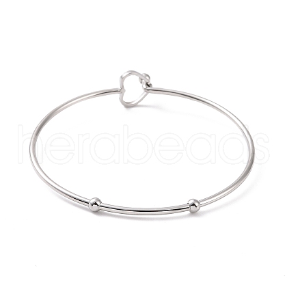 201 Stainless Steel Hollow Out Heart Bangle BJEW-P285-01P-1