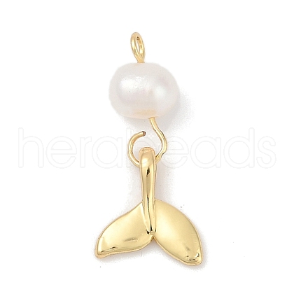 Natural Cultured Freshwater Pearl & Brass Pendants KK-U062-15G-1