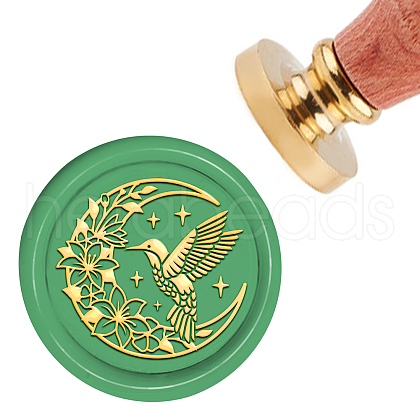 Brass Wax Seal Stamp with Handle AJEW-WH0184-0102-1