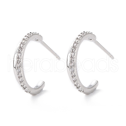Sparkling Half Hoop Cubic Zirconia Earrings EJEW-C002-01P-RS-1