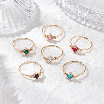 Transparent Glass Finger Rings RJEW-JR00870-1