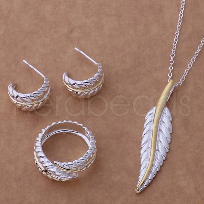 Brass Pendant Necklace & Stud Earring & Ring FS-WG54E60-13-1