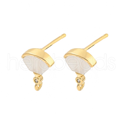 Brass Micro Pave Cubic Zirconia Stud Earrings Finding KK-P263-18KCG-1