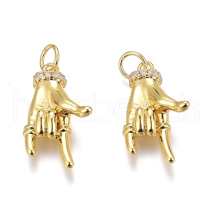 Brass Micro Pave Clear Cubic Zirconia Pendants ZIRC-O035-12G-1