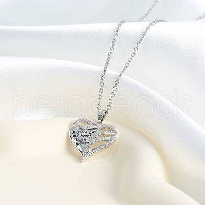 Heart & Word Brass with Crystal Rhinestone Pendant Necklaces FS-WGA6E8B-01-1