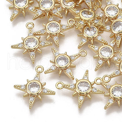 Brass Cubic Zirconia Pendants KK-S354-057-NF-1