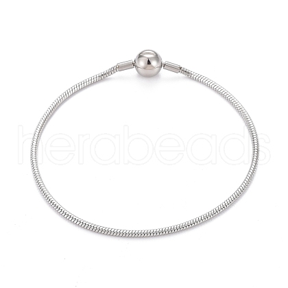 Tarnish Resistant 304 Stainless Steel Round Snake Chain Bracelet Making BJEW-F412-01P-1