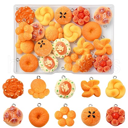 20Pcs 10 Styles Opaque Resin Imitation Food Pendants CRES-YW0002-26-1