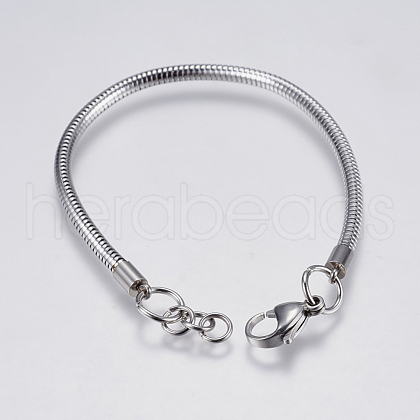 Tarnish Resistant 304 Stainless Steel Round Snake Chain Bracelet Making X-STAS-F139-056P-D-1