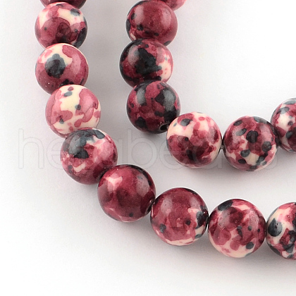 Dyed Natural Ocean White Jade Round Bead Strands G-R295-4mm-02-1