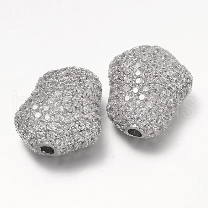 Nuggets Brass Micro Pave Cubic Zirconia Beads ZIRC-D069-P-1