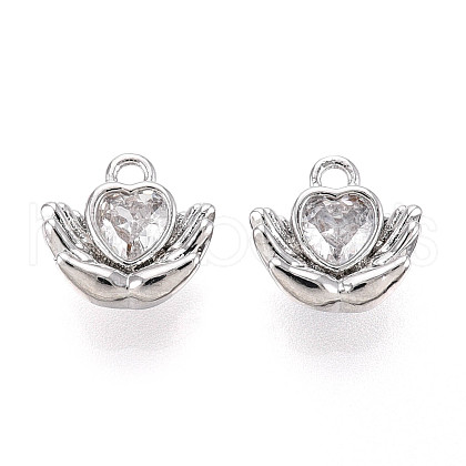 Brass Micro Pave Clear Cubic Zirconia Charms KK-N267-20P-1