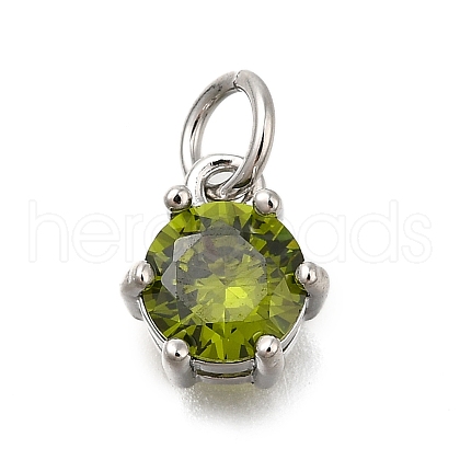 Brass Pave Cubic Zirconia Pendants KK-V002-23P-03-1