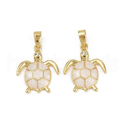 Brass Micro Pave Cubic Zirconia Pendants KK-C093-09G-01-1