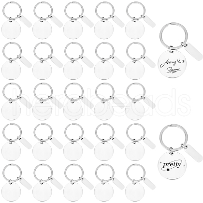 Beebeecraft 30Pcs Stainless Steel Keychain KEYC-BBC0001-01-1