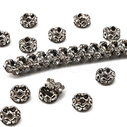 Brass Rhinestone Spacer Beads RB-A014-L8mm-01B-1