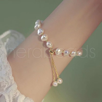 Resin Imitation Pearl Beaded Slider Bracelet for Women WGD81E8-05-1