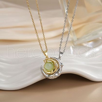 2Pcs Brass Pave Clear Zirconia Magnetic Couple Sun Moon Pendant Necklaces WG8E766-05-1