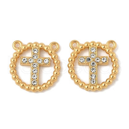 304 Stainless Steel Crystal Rhinestone Connector Charms STAS-U057-24G-1