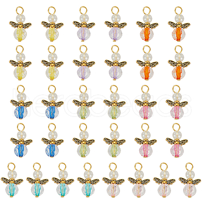 32Pcs Glass Pendants PALLOY-PH01670-1