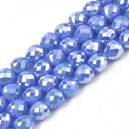 Electroplate Opaque Solid Color Glass Beads Strands EGLA-N002-26-A03-1