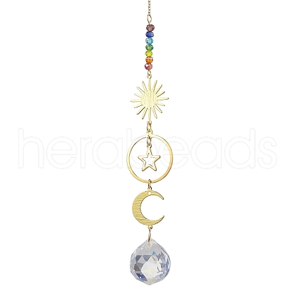 Brass Sun Moon Star Hanging Ornaments HJEW-JM01950-02-1