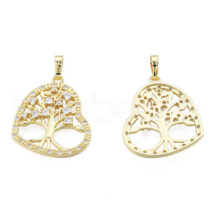 Brass Micro Pave Clear Cubic Zirconia Pendants ZIRC-N039-240-1