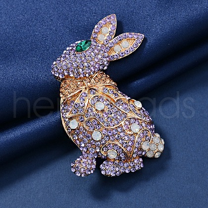 Rabbit Alloy Rhinestone Brooches for Backpack Clothes PW-WG45E9C-01-1