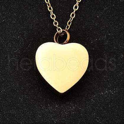 304 Stainless Steel Heart Cinerary Casket Pendant Necklaces NJEW-V002-02G-1