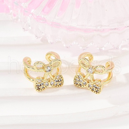 Brass Micro Pave Clear Cubic Zirconia Cuff Earrings EJEW-Q045-02G-1