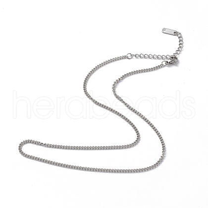 Non-Tarnish 304 Stainless Steel Curb Chain Necklace for Men Women NJEW-K245-015A-1